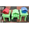 Image 1 : LOT OF WOOD BIRDHOUSES (8"X7"X8") AND GREEN STOOLS
