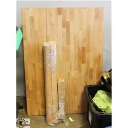 WOOD TABLE WITH FOLD DOWN LEAF, HANGER & DRAWER