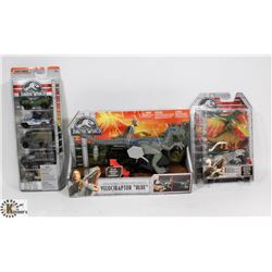 LOT OF JURASSIC WORLD COLLECTIBLES.