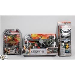 LOT OF JURASSIC WORLD COLLECTIBLES.