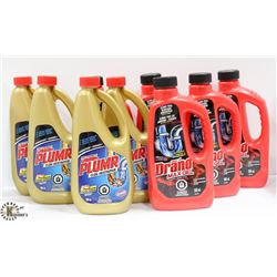 LOT OF 9 LIQUID PLUMBER AND DRAINO GEL