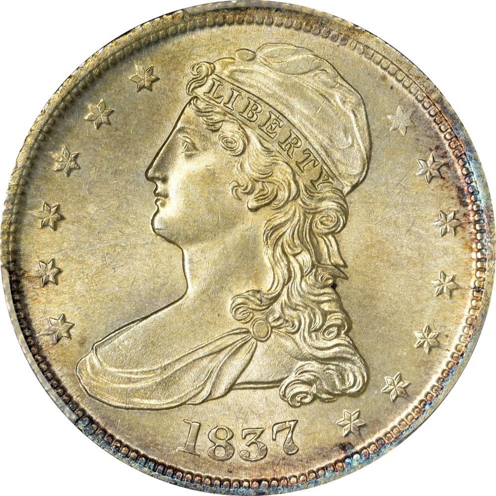 1837 Reeded Edge. 50 CENTS. MS-63 PCGS