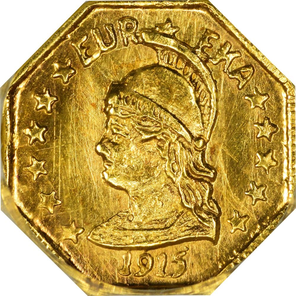 California. Hart’s Coins of the Golden West. 1915 ¼ Gold. Minerva Head ...