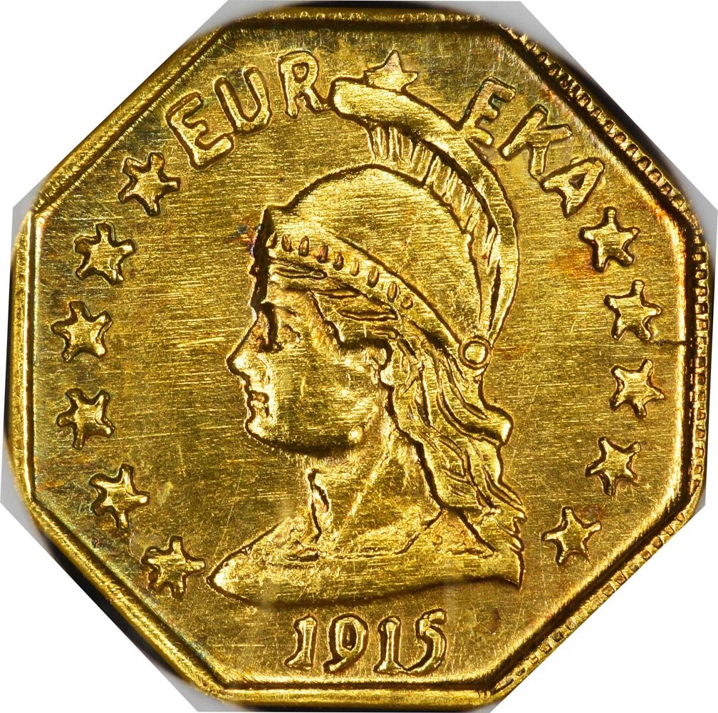 California. Hart’s Coins of the Golden West. 1915 1/2 Gold. Minerva ...