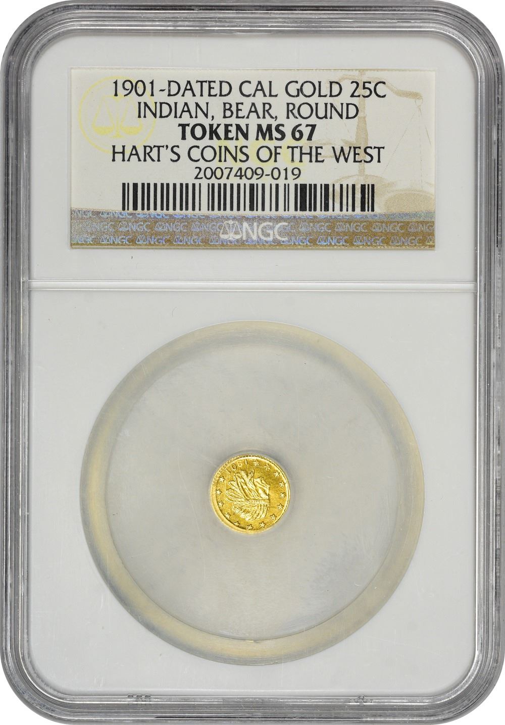 Hart’s Coins of the Golden West. “1901” 1/4 Gold. Round. Indian Head ...
