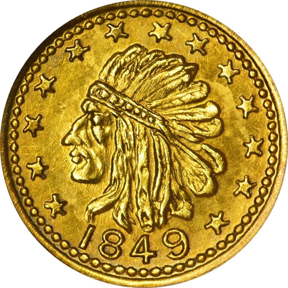 Hart’s Coins of the Golden West. “1849” ½ Gold. Round. Indian Head ...