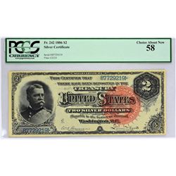 Fr. 242. 1886 $2 Silver Certificate. PCGS Currency Choice About New 58.