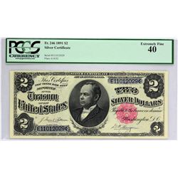 Fr. 246. 1891 $2 Silver Certificate. PCGS Currency Extremely Fine 40.
