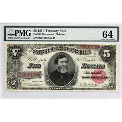 Fr. 362. 1891 $5 Treasury Note. PMG Choice Uncirculated 64.