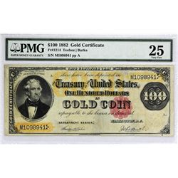 Fr. 1214 1882 $100 Gold Certificate.  PMG Very Fine 25.