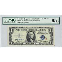 Fr. 1609.  1935A $1 Experimental “R” Silver Certificate.  PMG Gem Uncirculated 65 EPQ.