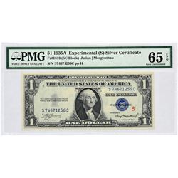 Fr. 1610.  1935A $1 Experimental “S” Silver Certificate.  PMG Gem Uncirculated 65 EPQ.
