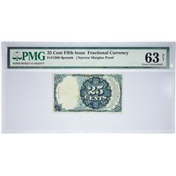 Fr. 1308-9prnmb. Fifth Issue. 25 Cents. Narrow Margins Proof. PMG Choice Uncirculated 63 Net.