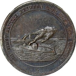 1862-Dated Ironclads First Battle. Schenkman-MM4. Copper. Plain Edge. MS-64 BN NGC.