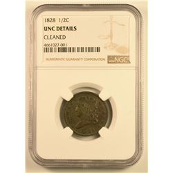 1828 H1C UNC DETAILSCLEANED PCGS