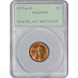 1934-D 1C MS65RD PCGS OGH