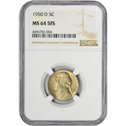 1950-D 5C MS64 5FS NGC