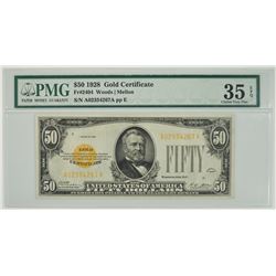 1928 $50 Gold Certificate PMG 35EPQ