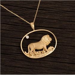 14K Yellow Gold Lion Pendant