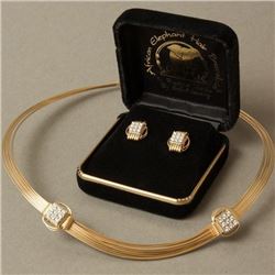 Elephant Hair CZ Bracelet & Stud Earring Set