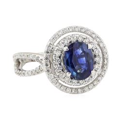 2.64 ctw Sapphire and Diamond Ring - 18KT White Gold