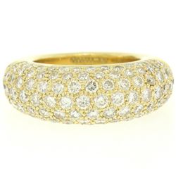 18k Yellow Gold 4.46 ctw F VS Pave Set Round Brilliant Cut Diamond Dome Band Rin