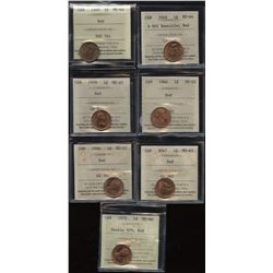 Lot of 7 ICCS Graded One Cents