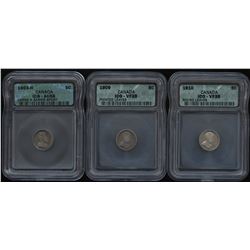 1903H, 1909, 1910 Five Cents - Lot of 3 ICG Graded Coins