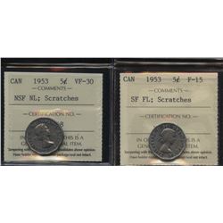Pair of 1953 mule Five Cents