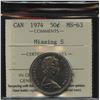 Image 2 : 1974 Fifty Cents, Missing S variety