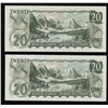 Image 2 : 1969 Bank of Canada $20 - Lot of 2 Consecutive Replacement Notes