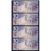 Image 1 : 2005 Bank of Canada $10 - Lot of 4 Consecutive Notes