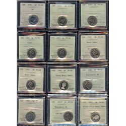 Lot of 14 ICCS Graded Five Cents