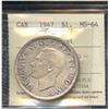 Image 2 : 1947 Silver Dollar