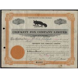 Crockett Fox Company Stock Certificate