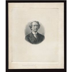 Dominion of Canada, die proof vignette, Sir John A. Macdonald