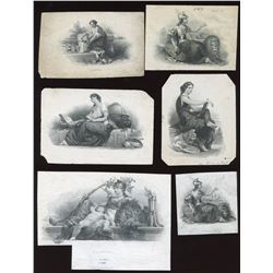 Six Different Die Proof Vignettes - Allegorical Women.