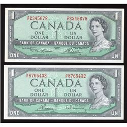 1954 Bank of Canada $1 - Ascending & Descending Ladder Notes