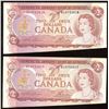 Image 1 : 1974 Bank of Canada $2  - Cut Out of Register Pair
