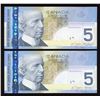 Image 2 : Matching Number Bank of Canada $5, 2006 Matched Number Radar Set