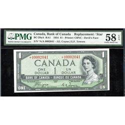 Bank of Canada $1, 1954 - Devil's Face Replacement