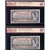 Image 1 : Bank of Canada $100, 1954 - Lot of 2 Consecutives