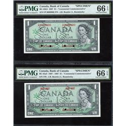 Bank of Canada $1, 1967. Specimen Pair