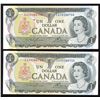 Image 1 : Bank of Canada $1, 1973 - Lot of 2 Consecutive Replacement Notes