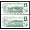 Image 2 : Bank of Canada $1, 1973 - Lot of 2 Consecutive Replacement Notes