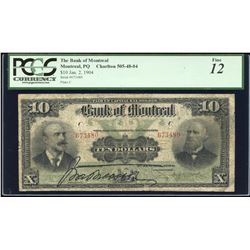 Bank of Montreal $10 1904