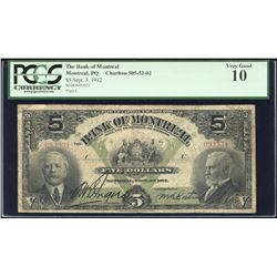 Bank of Montreal $5 1912