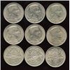 Image 1 : LATVIA 1929-1931 5 Lati Silver Crowns - Lot of 9
