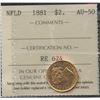 Image 1 : 1881 Newfoundland $2 Gold