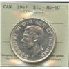 Image 2 : 1947 Silver Dollar